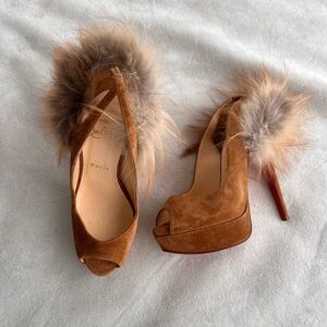 Christian Louboutin Lady Fur 150 Suede Royal/ Fox